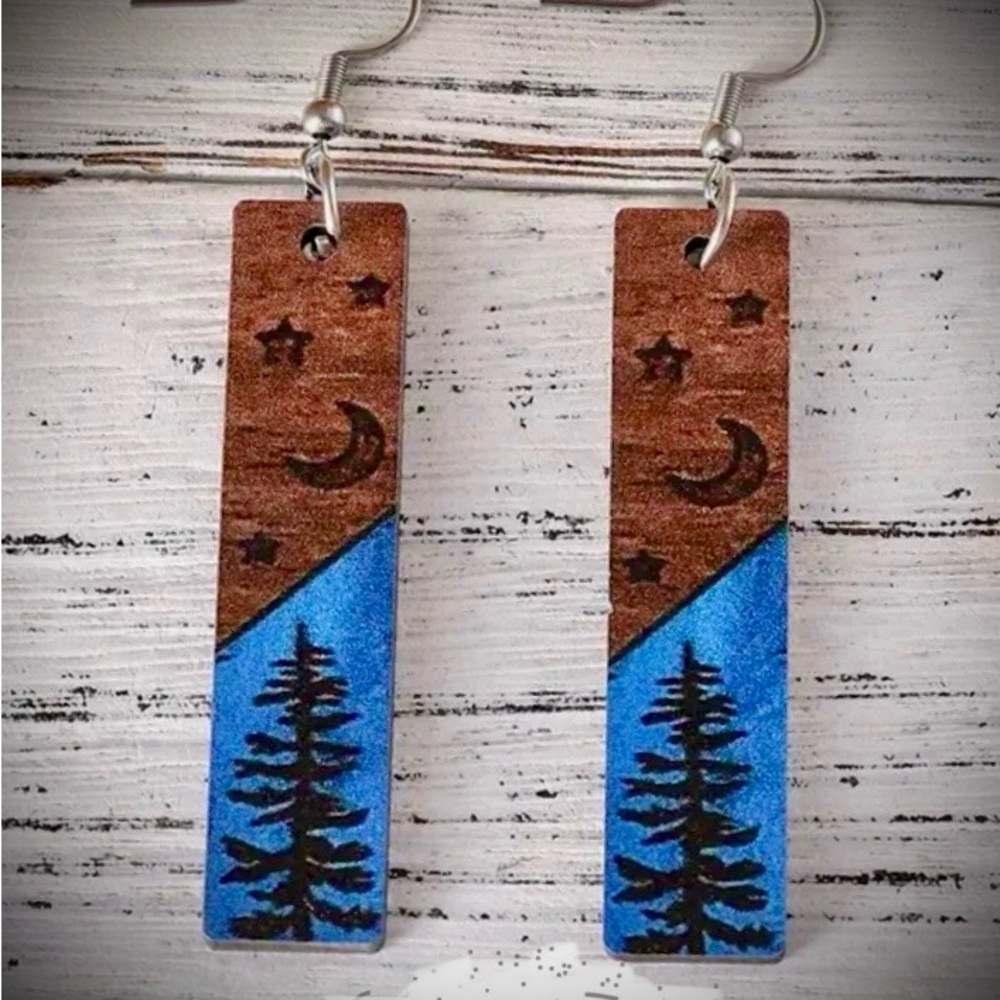 2 Tone Tree Landscape Earrings